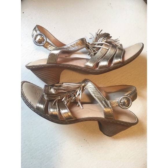 Glimmering Gold Born Strappy Wedge Sandals - Picture 1 of 4
